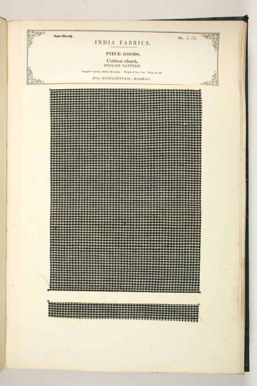 Coton à carreaux, Masulipatam, Madras, Pièces de tissu, de La Collection des fabricants de textiles de l