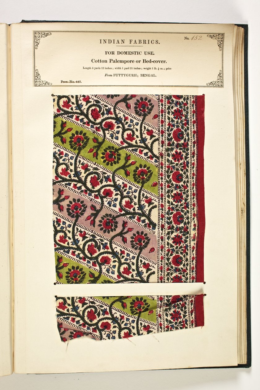 Couvre-lit ou Palempore en coton, Fatehgarh, Uttar Pradesh, Inde, pour usage domestique, No. 152 de "La Collection des fabricants de textiles de l