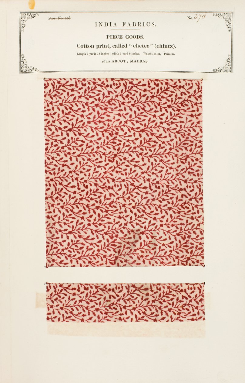 Échantillon de coton avec impression chetee (chintz) d