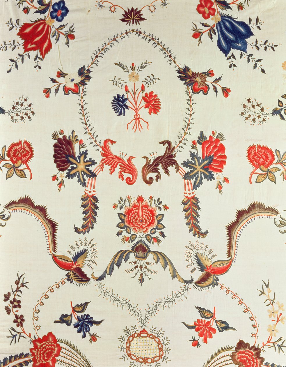 Détail de tissu brodé, fabriqué pour le marché européen, c.1725-50 - Indian School