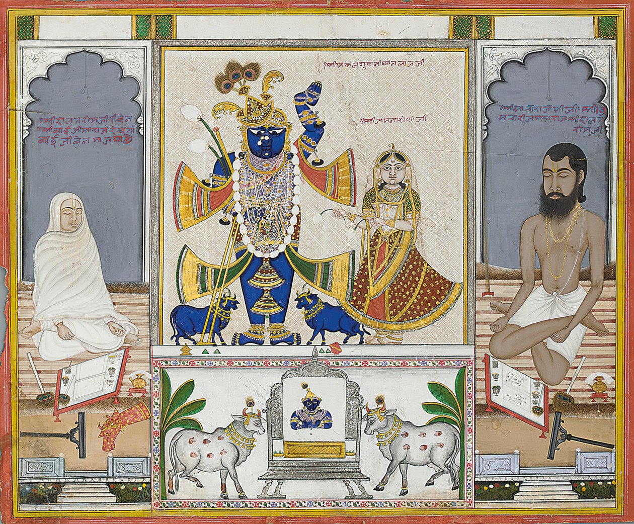 Illustration pour un manuscrit sur le culte de Srinathji, Rajasthan, début du 19ème siècle - Indian School