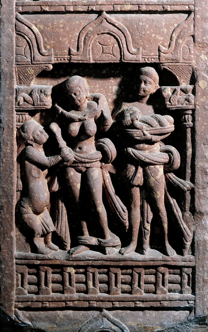 Sundarananda (Nanda) aidant Sundari à sa toilette. Période Kouchane - Indian School