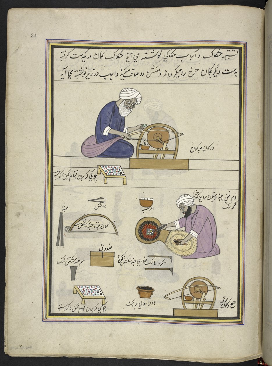 Bijoutiers polissant des pierres précieuses - Indian School