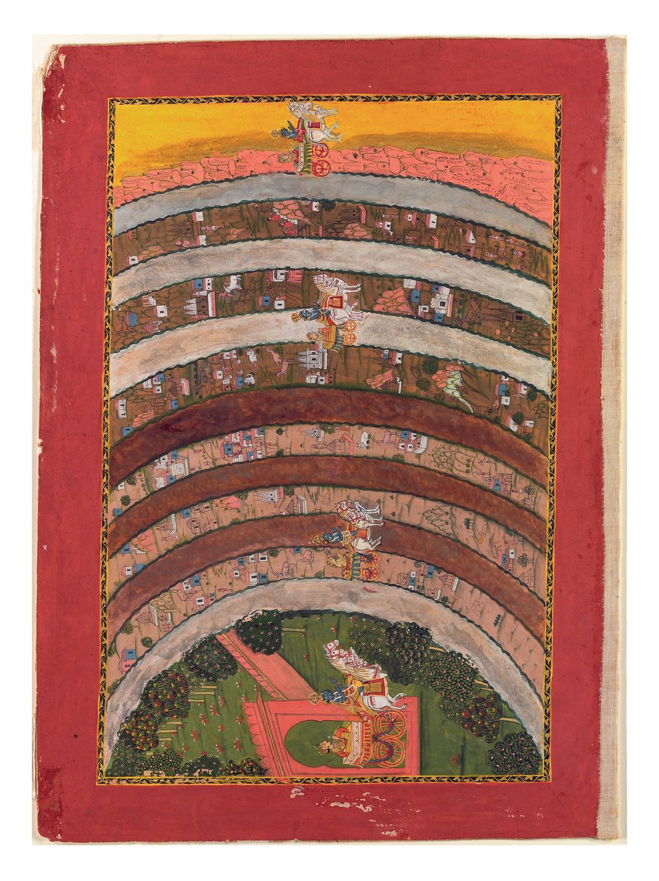 Voyage à travers des terres inconnues, des Voyages de Krishna dans son char, c.1750 - Indian School