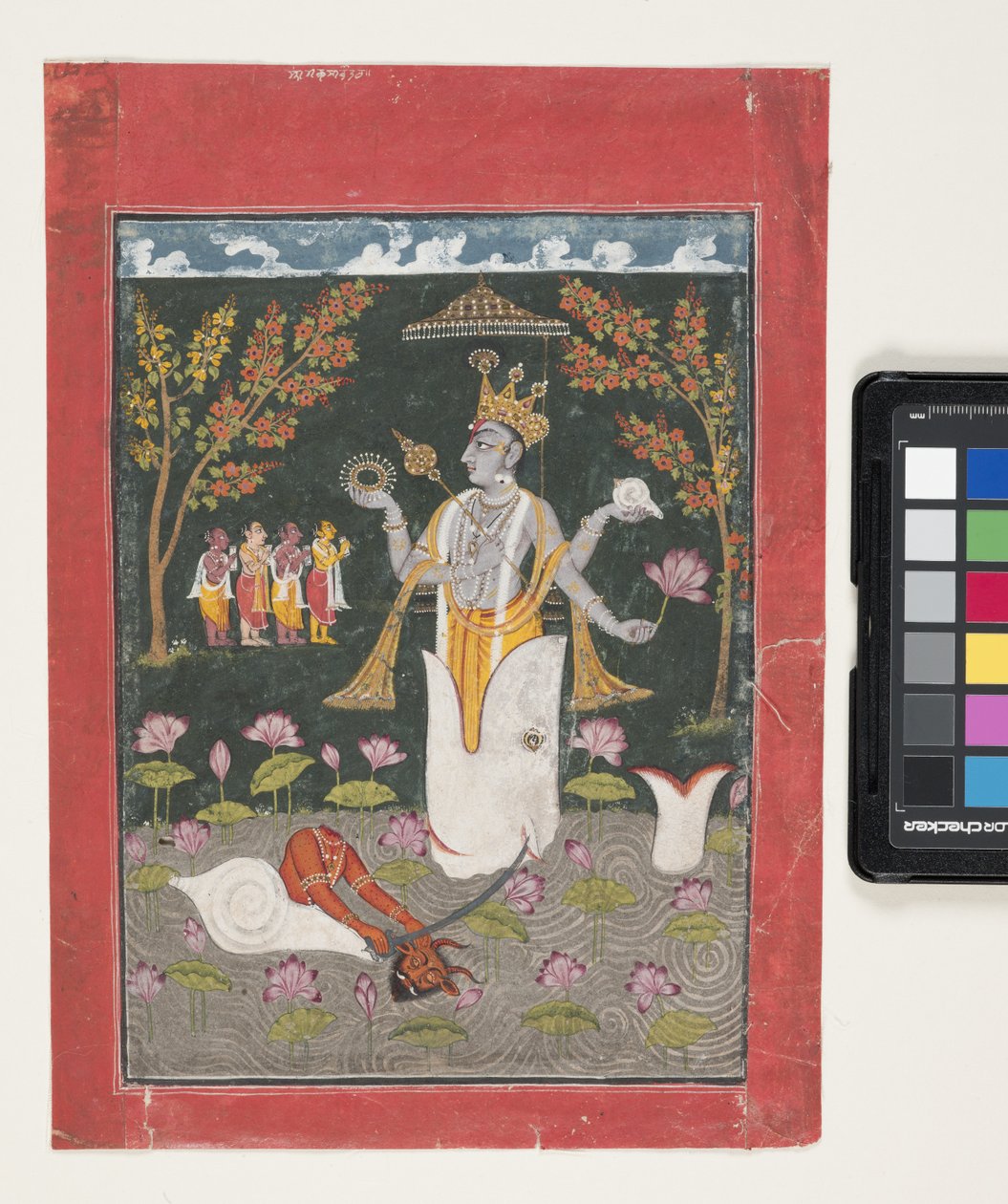 Matsya Avatar de Vishnu : Le meurtre de Sankh Asura - Indian School