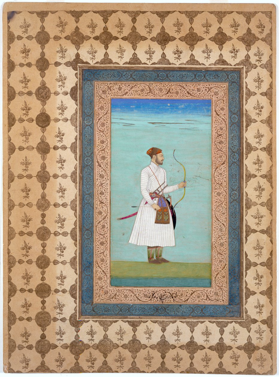 Portrait de Luhrasp Khan, dynastie moghole, vers 1655-65 (encre, aquarelle et or sur papier) - Indian School