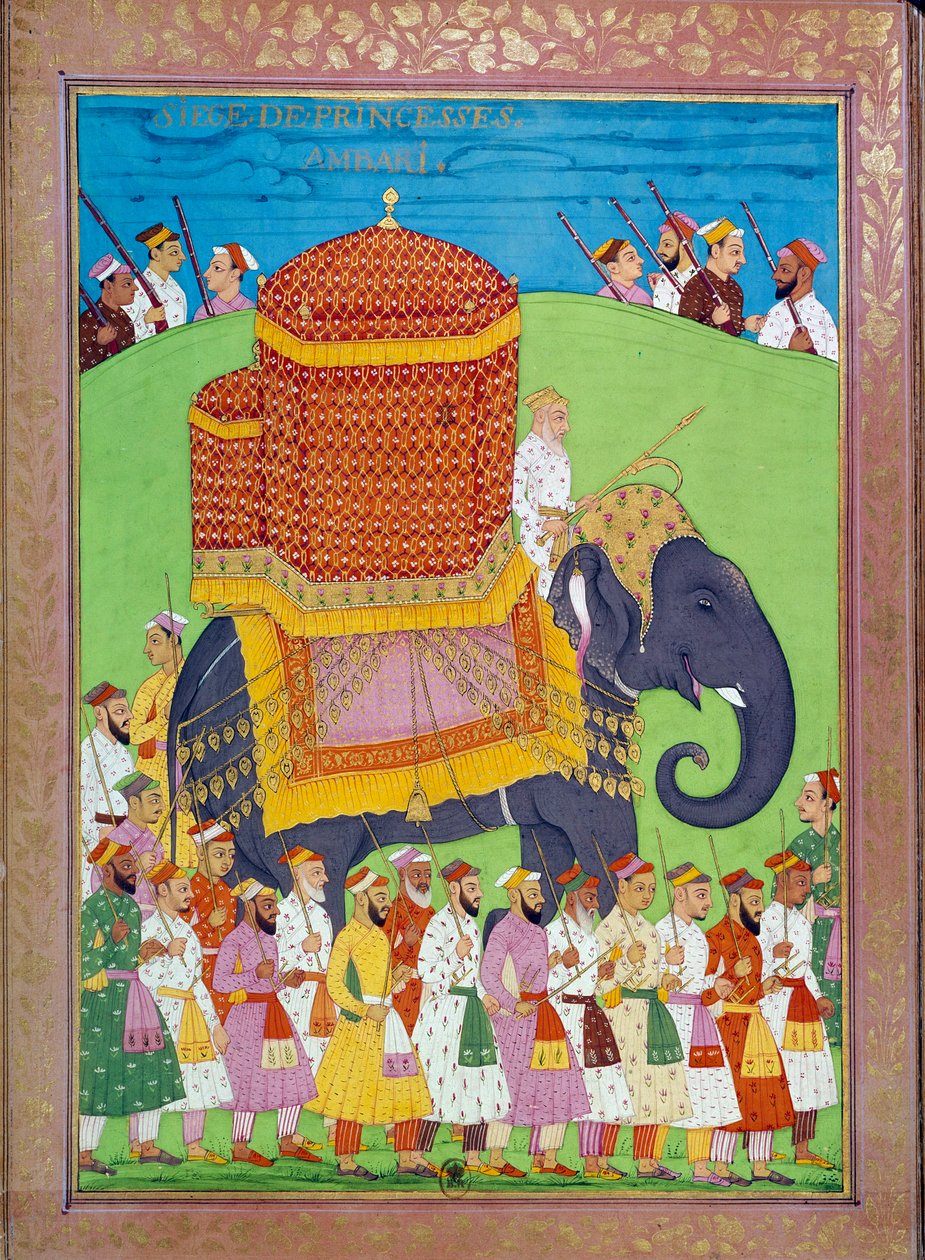 Princesse en palanquin sur un éléphant à la cour de Shah Alem - Indian School