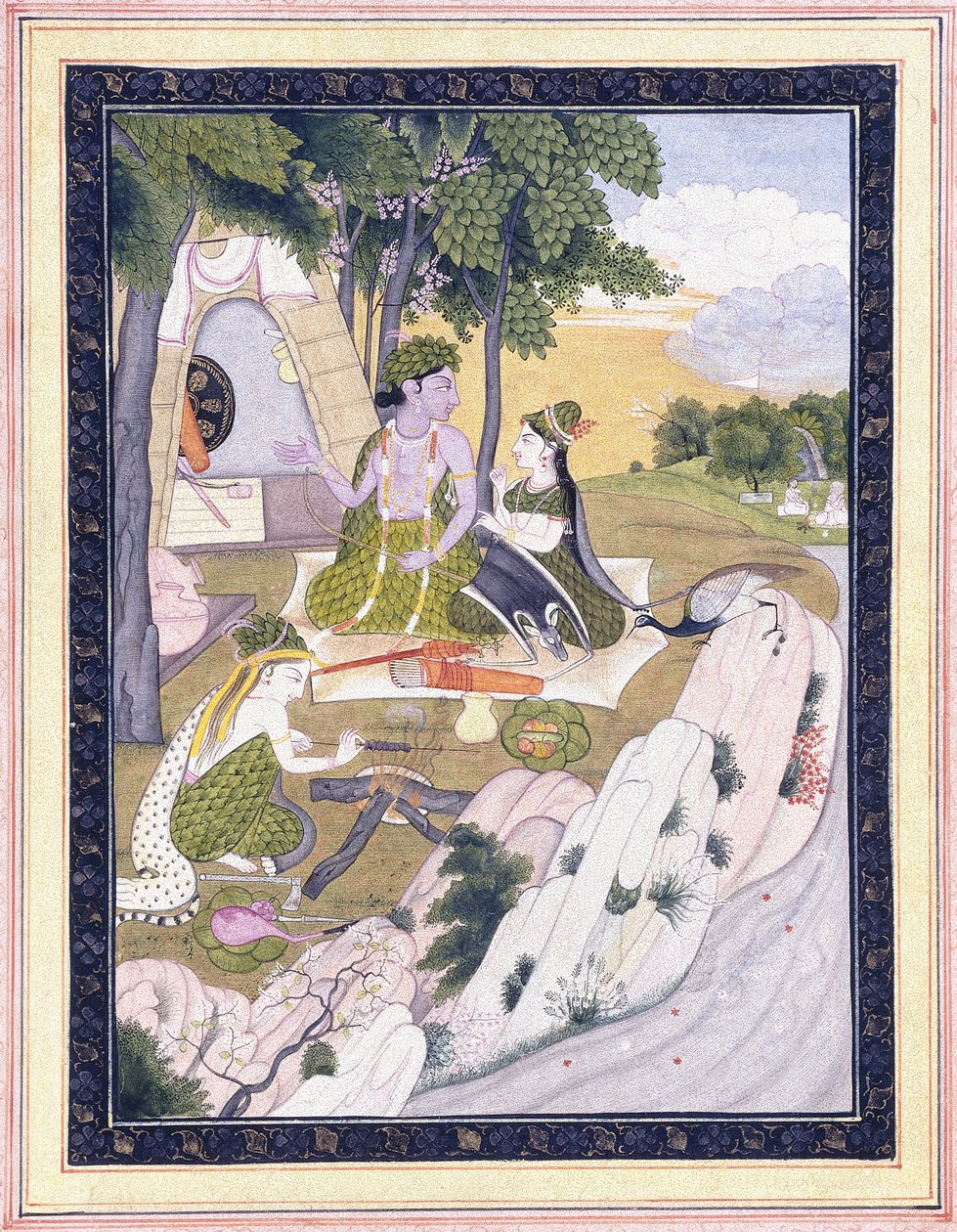 Rama et Sita avec Lakshman, vers 1800 - Indian School
