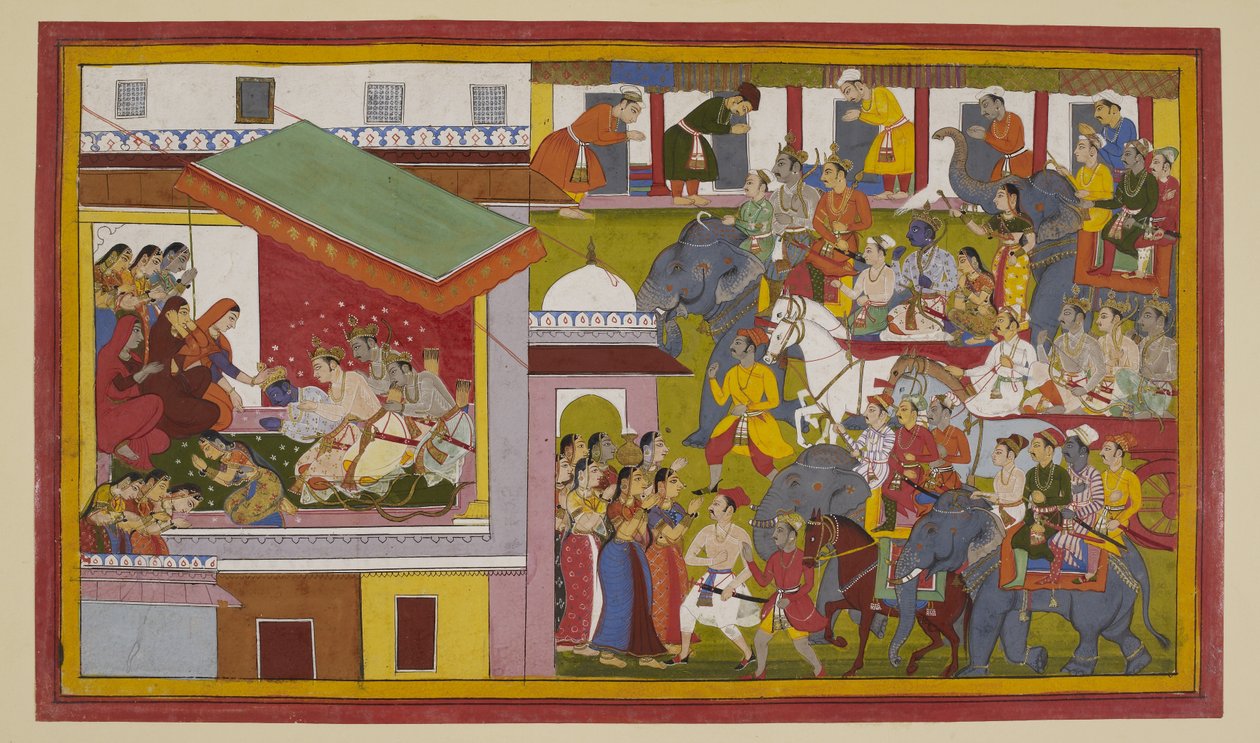 Le cortège triomphal de Rāma entre dans Ayodhyā ; il s
