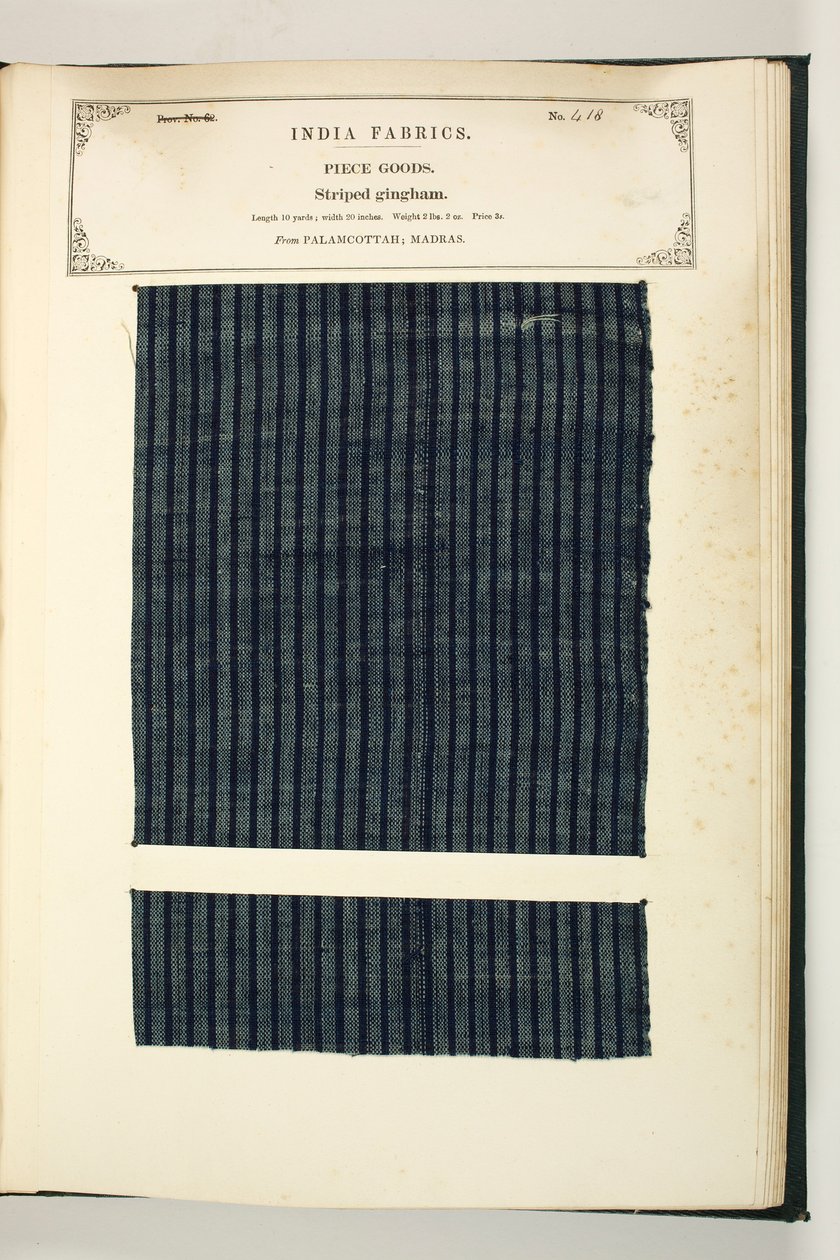 Gingham rayé, Palamcottah, Madras, Pièces de tissu, de La Collection des fabricants de textiles de l
