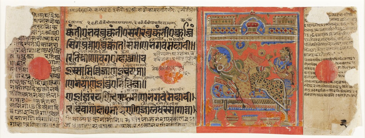 La Brahmani Devananda sur son canapé, du Kalpasutra - Indian School
