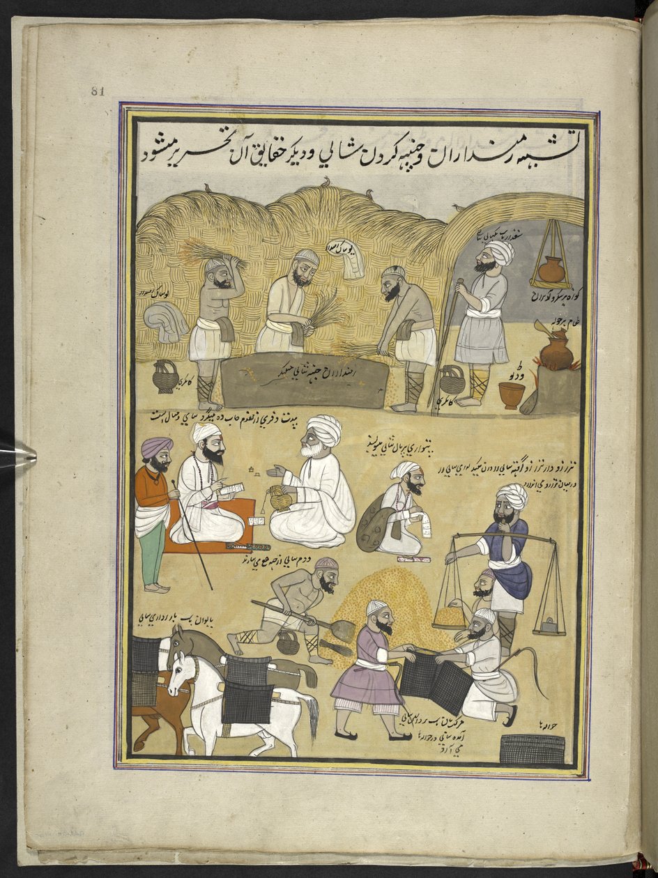 Battage du riz, pesée et emballage dans des sacs de selle - Indian School