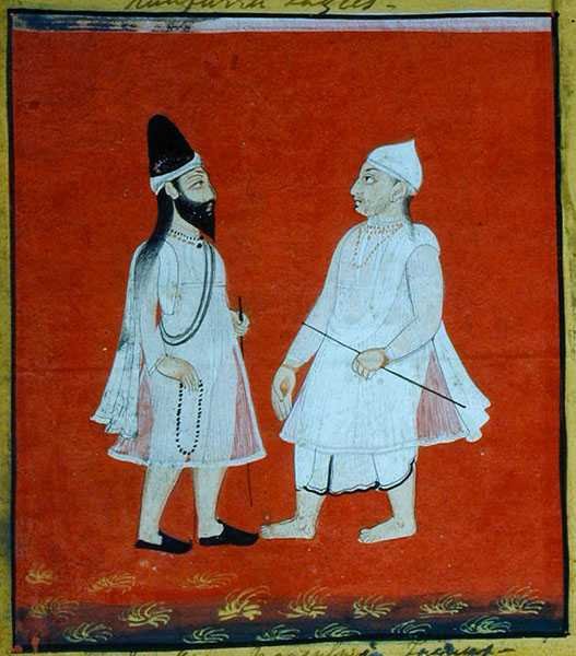Deux Faqirs musulmans errants (jangam) mendiants religieux, Udaipur, vers 1810-20 (détail) - Indian School