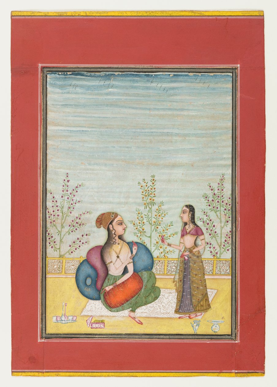 Femme et servante, vers 1700-10 - Indian School