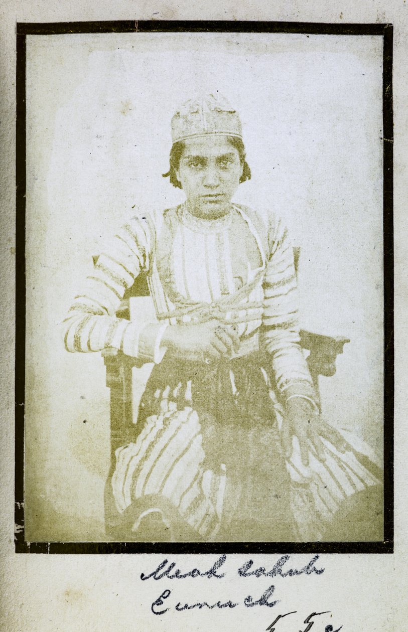 [Portrait de] Meah Sahub, eunuque, vers 1856-57 (photo en noir et blanc) - Indian photographer