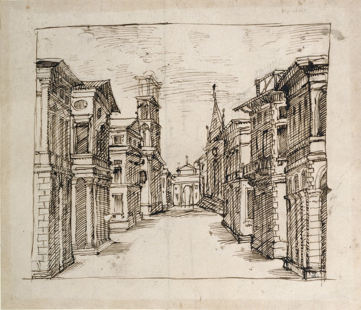 Une rue en perspective, vers 1617 - Inigo Jones