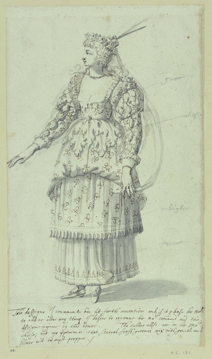 Chloris : esquisse finale pour Henriette Marie, vers 1631 - Inigo Jones