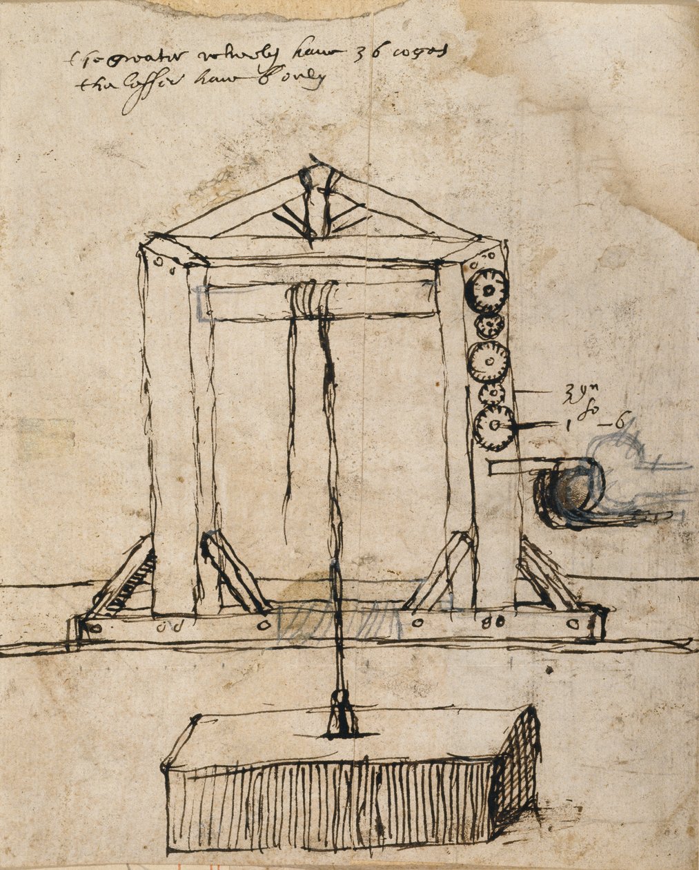 Diagramme pour une poulie soulevant de la maçonnerie - Inigo Jones