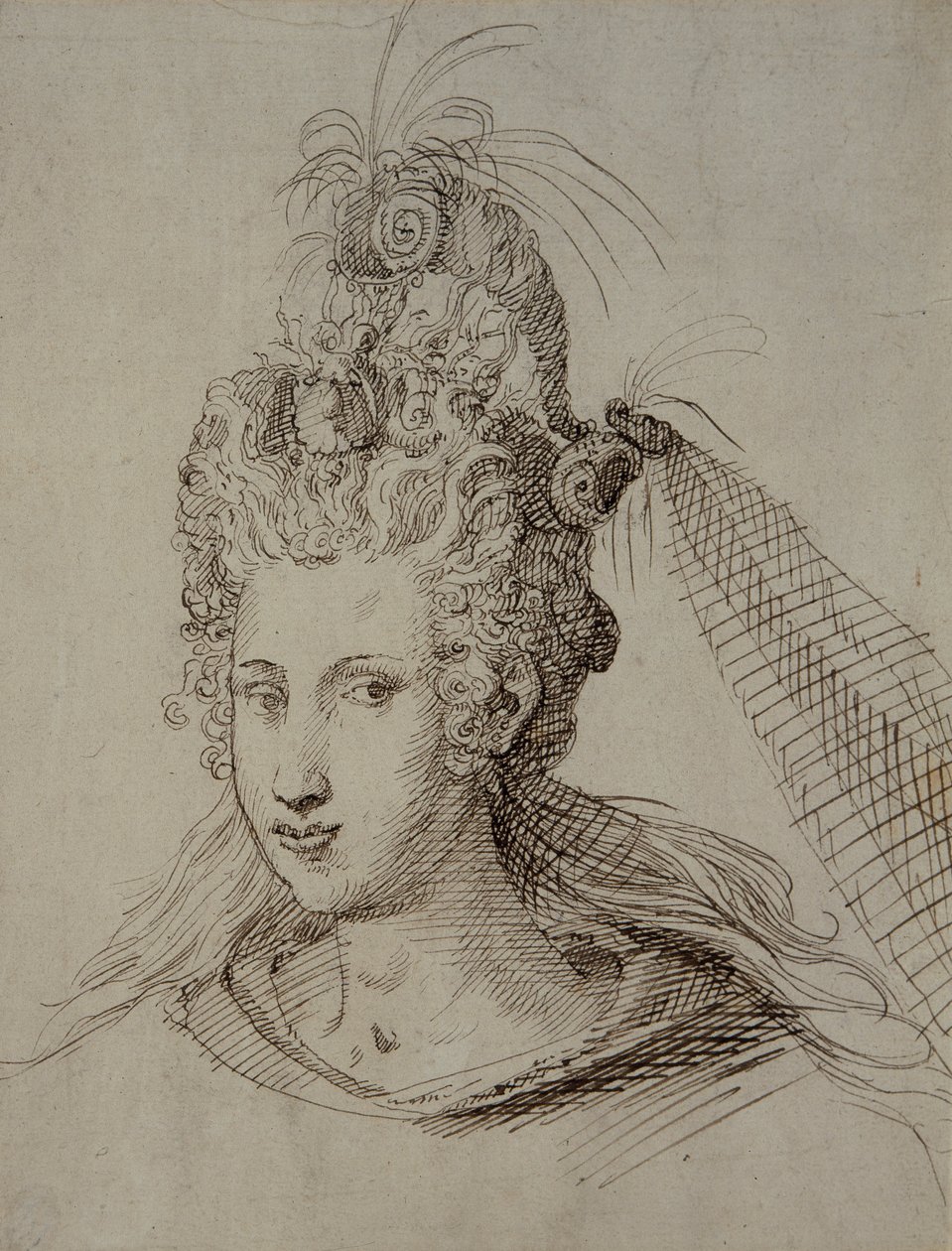 Coiffure, probablement pour Anne de Danemark - Inigo Jones