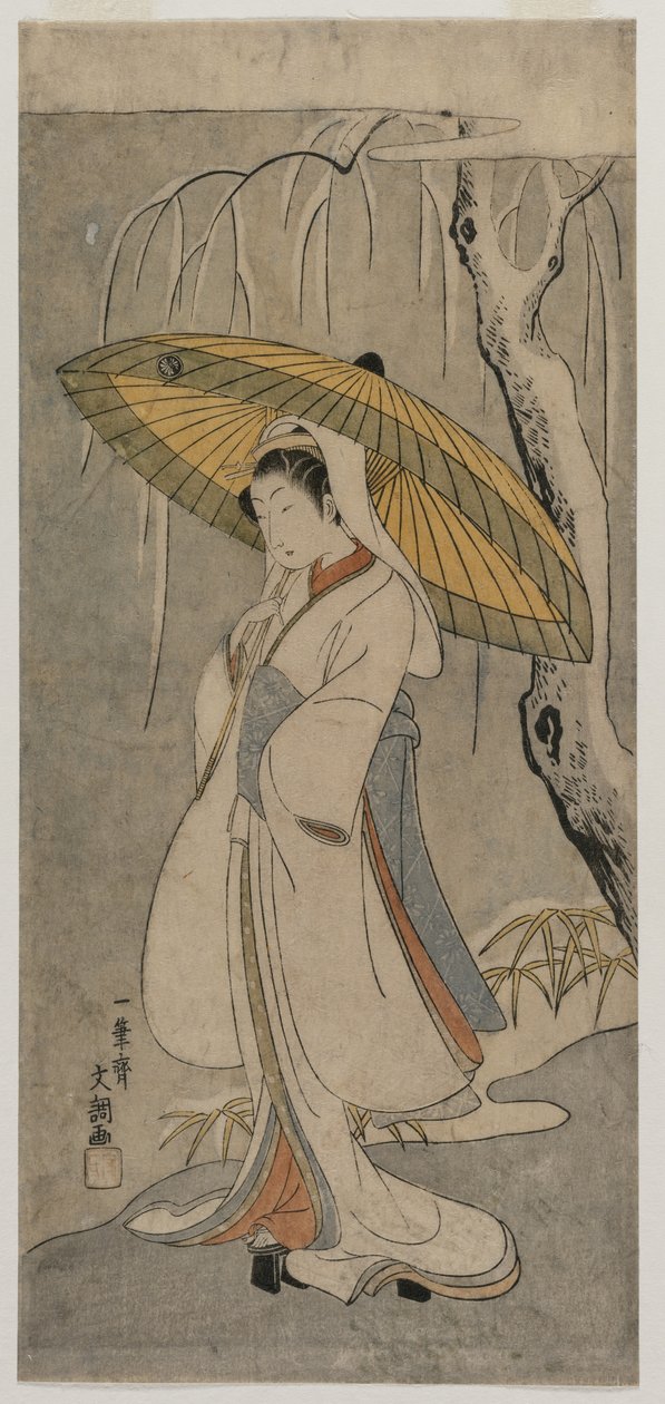 Segawa Kikunojo II en tant que la Demoiselle Héron de la série Théâtre Ichimura, 1770 - Ippitsusai Bunchō