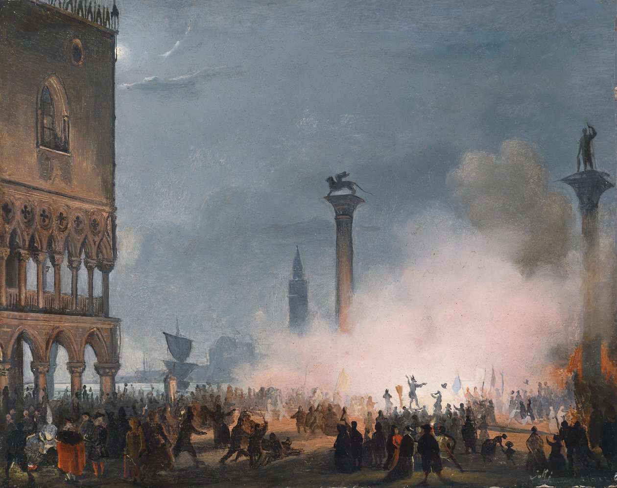 Venise, La Piazzetta de nuit | Ippolito Caffi