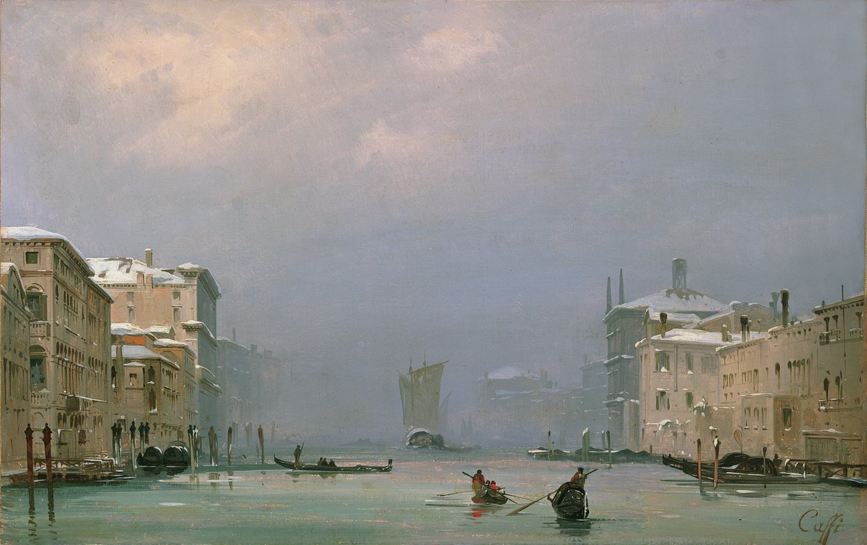 Grand Canal avec Neige et Glace, 1849 - Ippolito Caffi