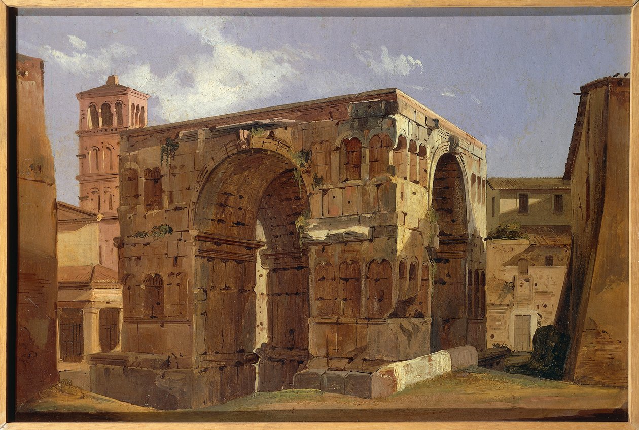 Italie, Rome, Arc de Janus au pied de la Via Velabro - Ippolito Caffi