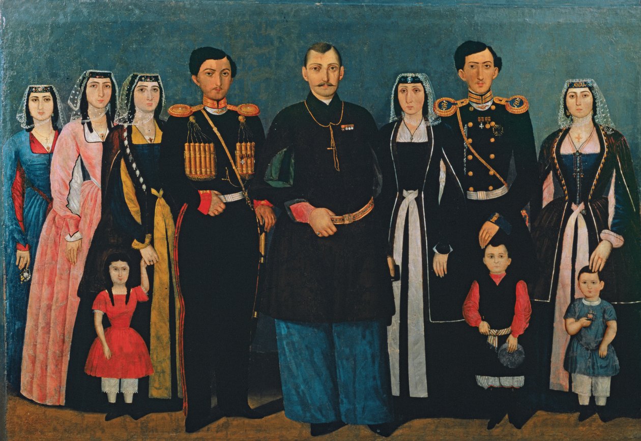 N.E. Mukhran-Batoni avec famille, 1862 - Iranian School