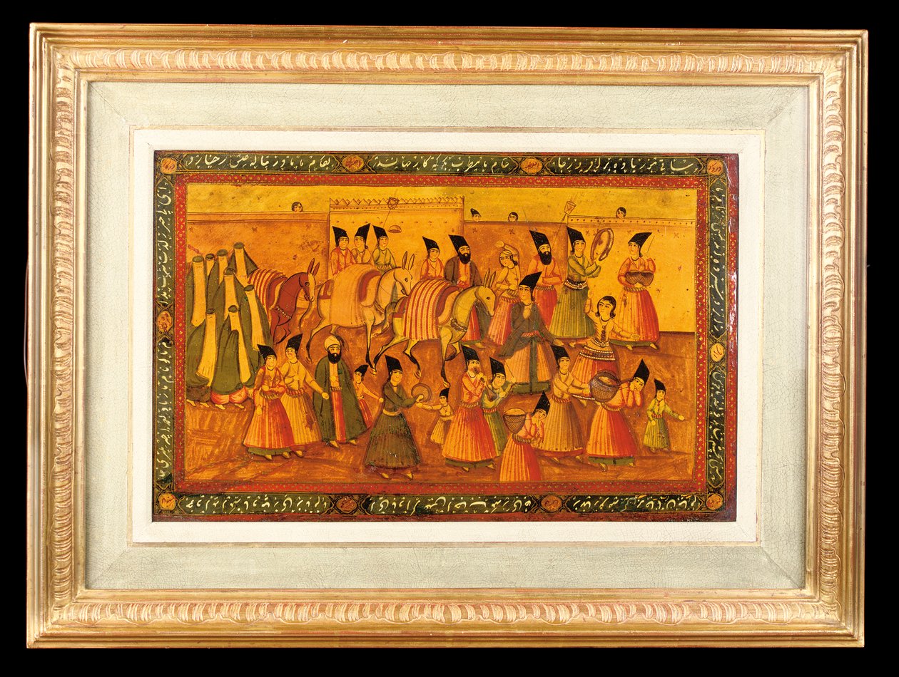 Un des deux panneaux peints, Qajar Iran, 1850-75 - Iranian School
