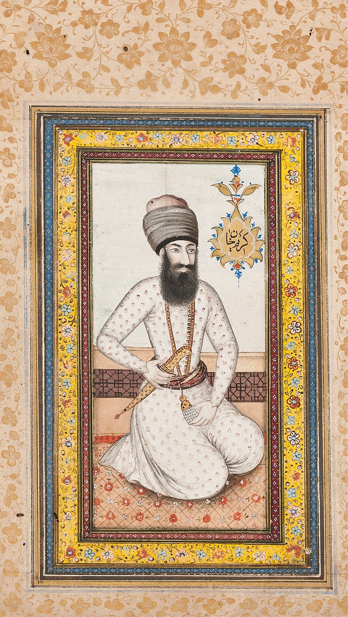 Portrait de Karim Khan Zand, en paire avec Nadir Shah, Qajar Iran - Iranian School