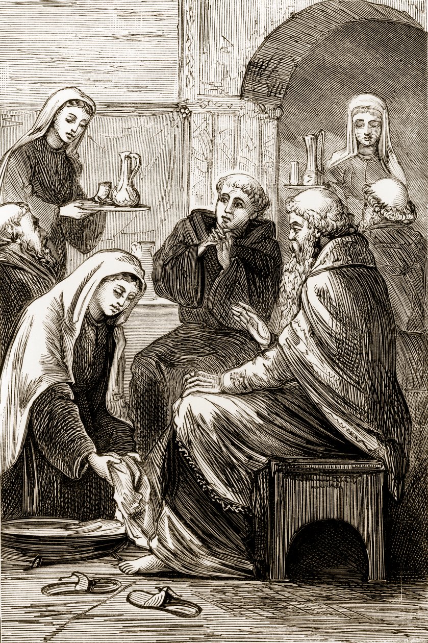 Sainte Brigitte recevant un évêque, de The Trias Thaumaturga, ou Trois Saints Thaumaturges d