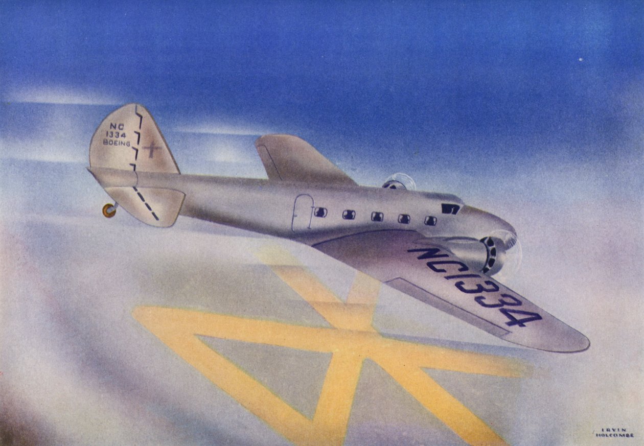 Boeing 247D (lithographie couleur) - Irvin L. Holcombe