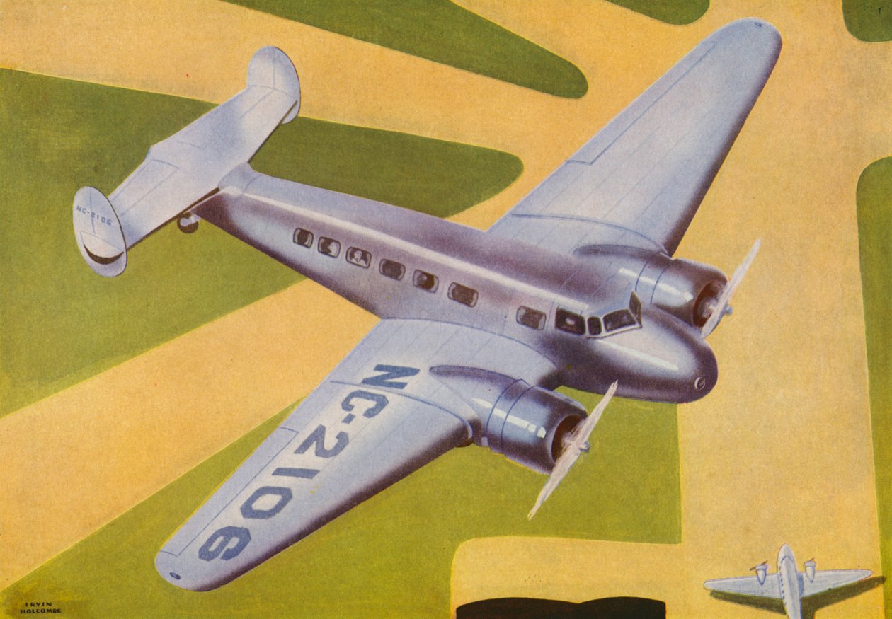 Lockheed Electra (lithographie couleur) - Irvin L. Holcombe