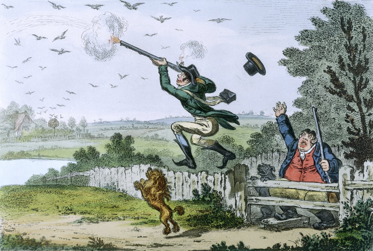 Sportsmen Cockney : Tir au vol, gravé par James Gillray (1757-1815) 1800 - Isaac Robert Cruikshank