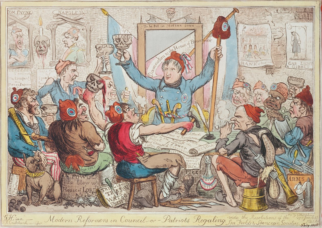 Réformateurs modernes en conseil - ou - patriotes se régalant, 1818 - Isaac Robert Cruikshank