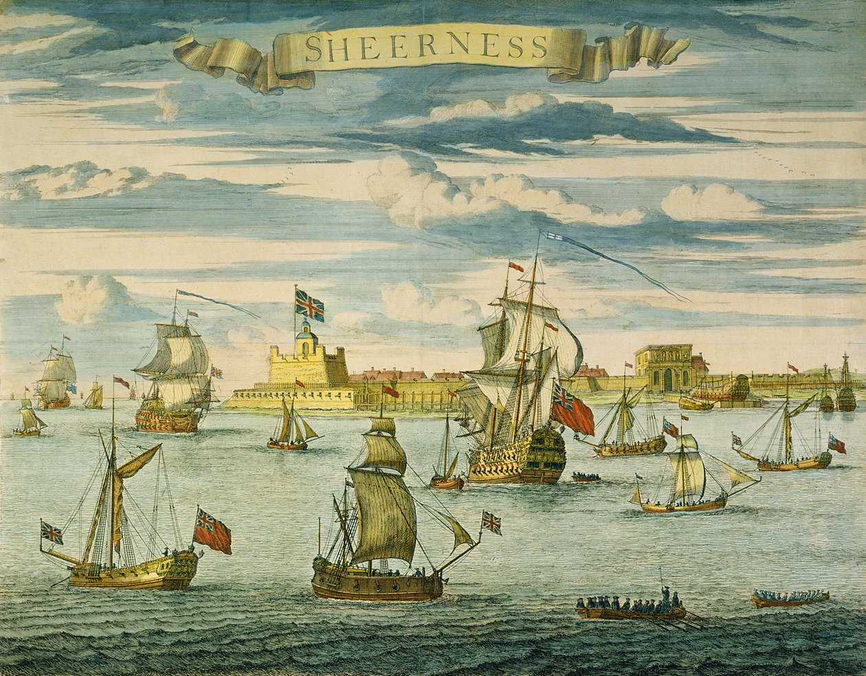Sheerness, Kent, gravé par Johannes Kip - Isaac (after) Sailmaker