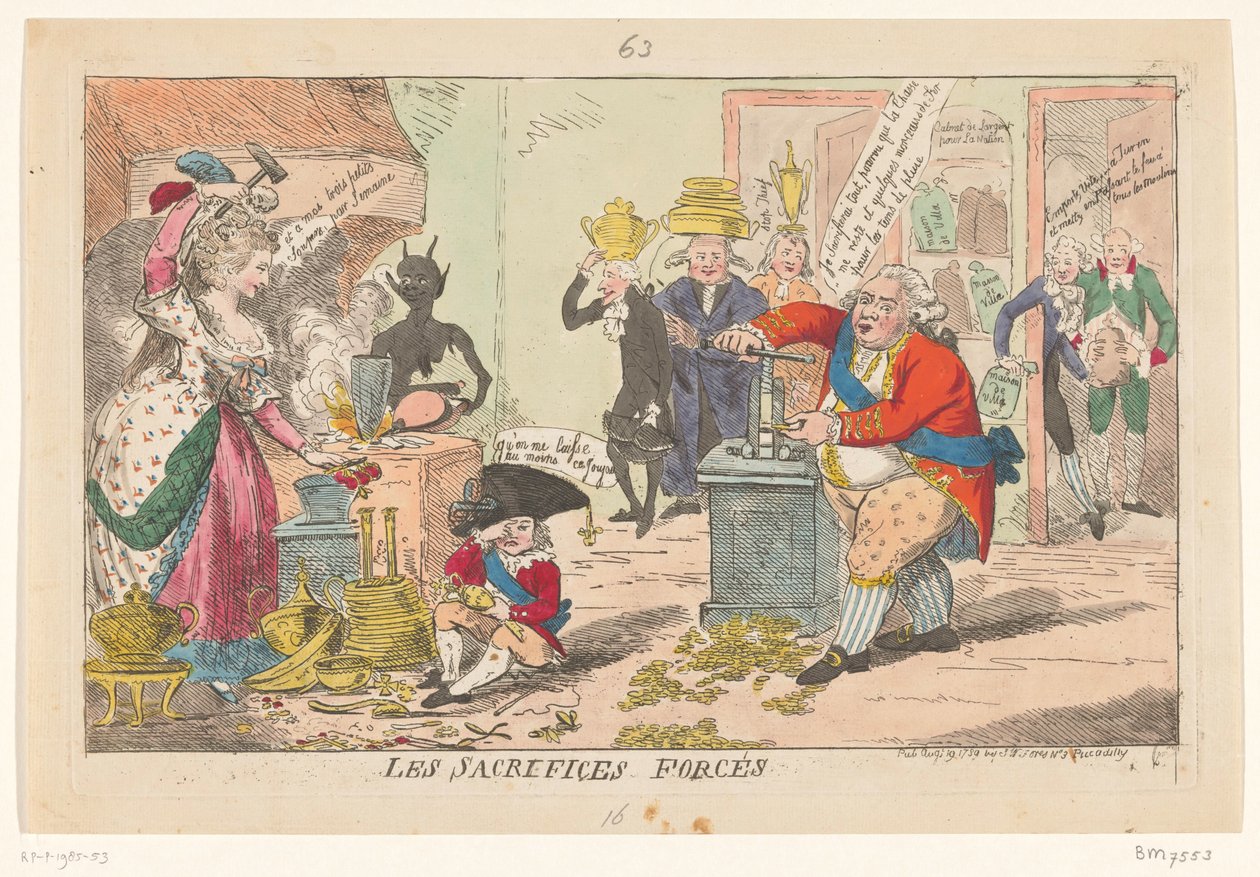 Caricature de Marie-Antoinette et Louis XVI, 1789 - Isaac Cruikshank