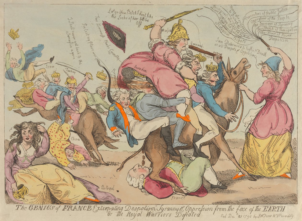 Der Genius Frankreichs, der Despotismus, Tyrannei und Unterdrückung von der Erde vertreibt - Isaac Cruikshank