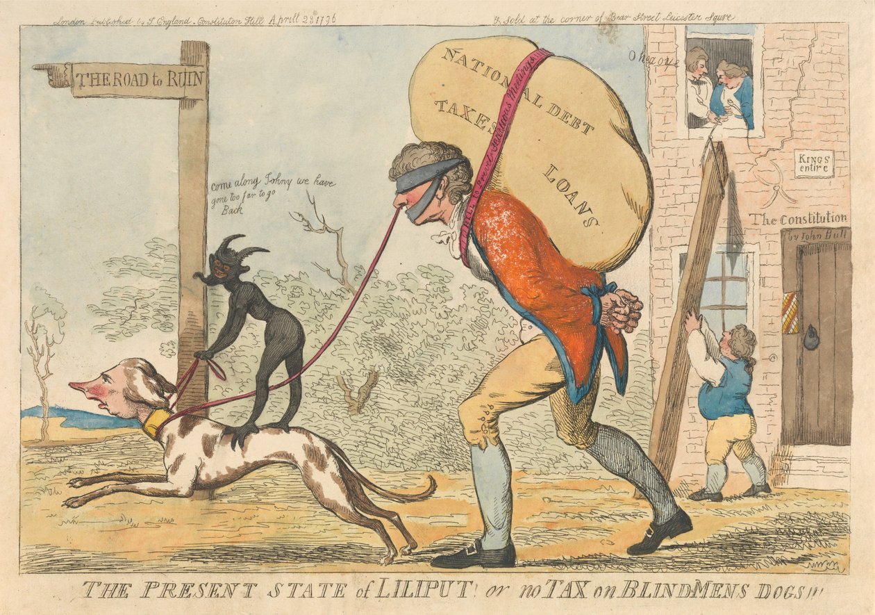 Der gegenwärtige Zustand von Liliput oder Keine Steuer auf Blindenhunde - Isaac Cruikshank