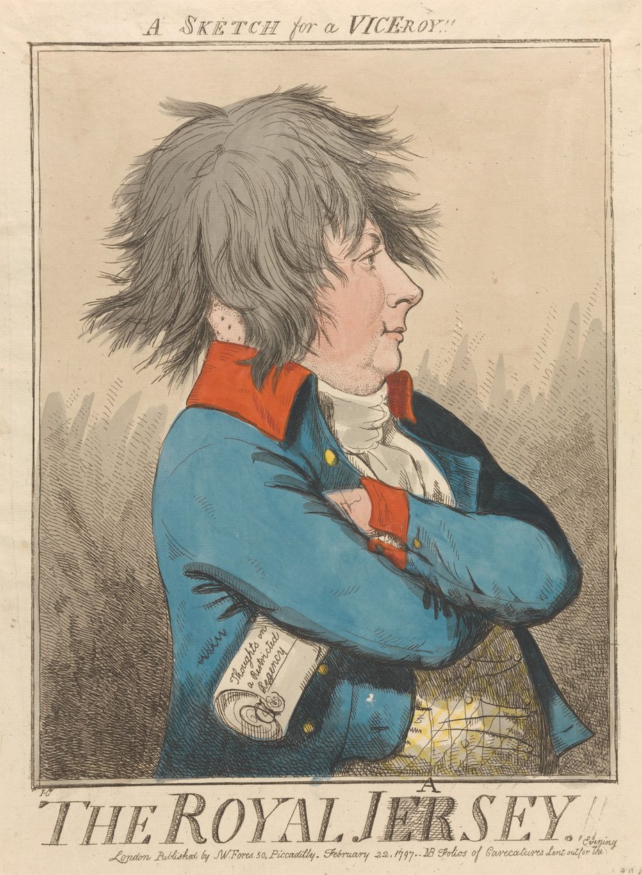 Le royal Jersey!! Une esquisse pour un vice-roi!! - Isaac Cruikshank