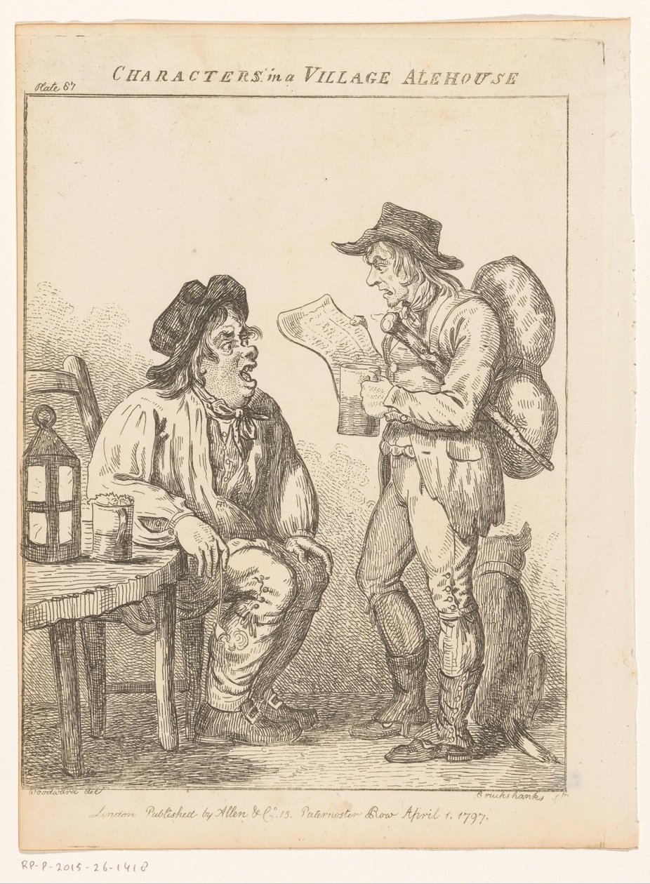 Deux hommes dans un café de village à Derbyshire - Isaac Cruikshank