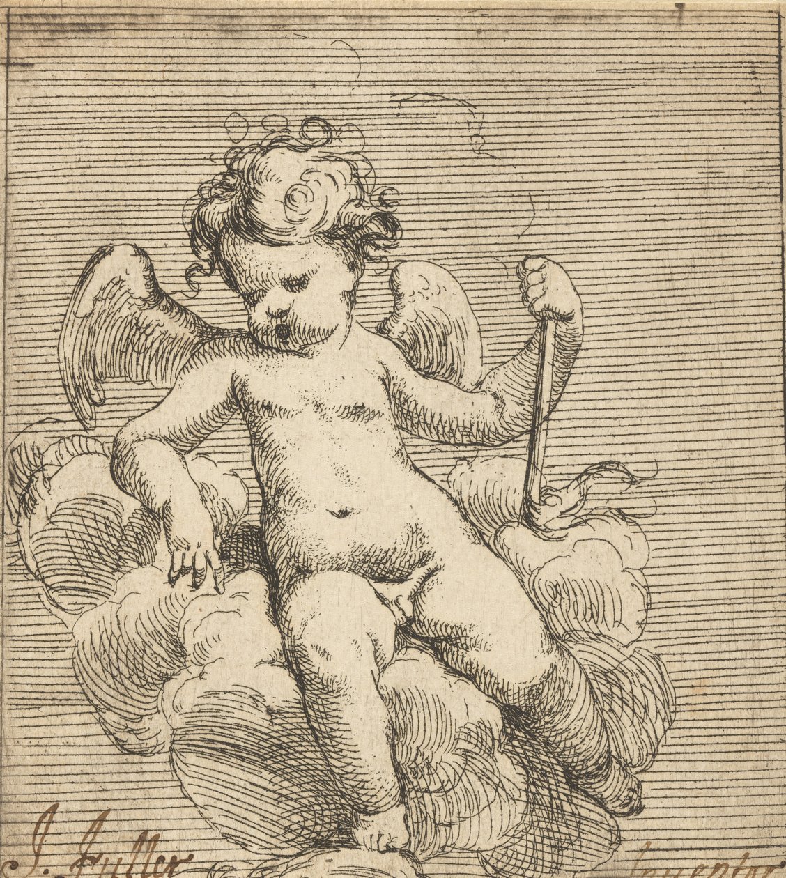 Putto tenant une torche - Isaac Fuller