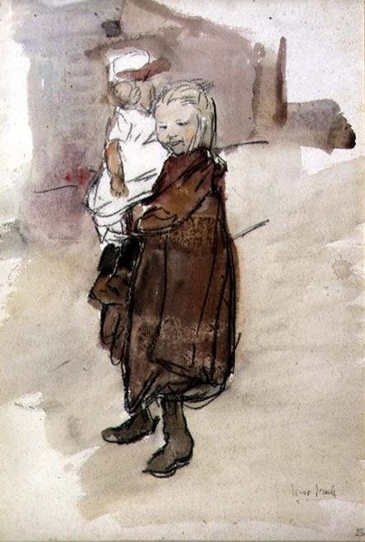 Fille et enfant - Isaac Israels