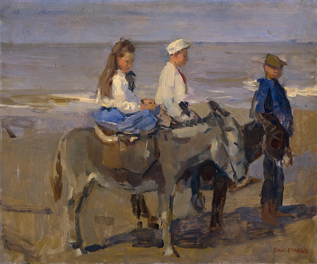French : Garçon et fille sur des ânes Boy and Girl on Donkeys - Isaac Israels