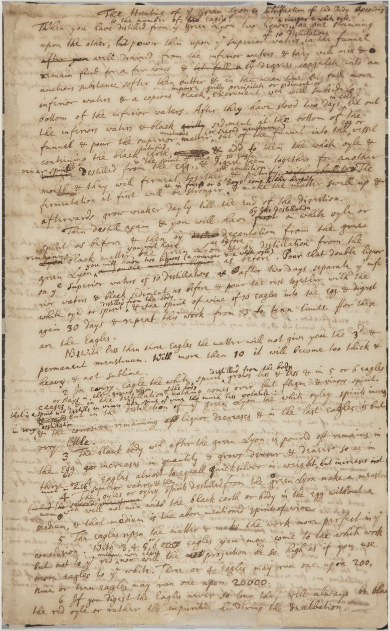 La Chasse au Lion Vert, recto, c.1700 - Isaac Newton