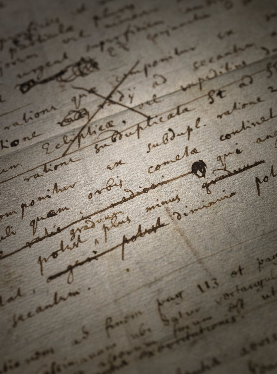 Deux pages de révisions des Principia Mathematica - Isaac Newton