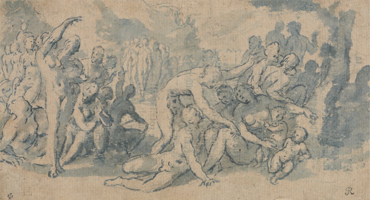 Étude classique avec de nombreuses figures nues - Isaac Oliver