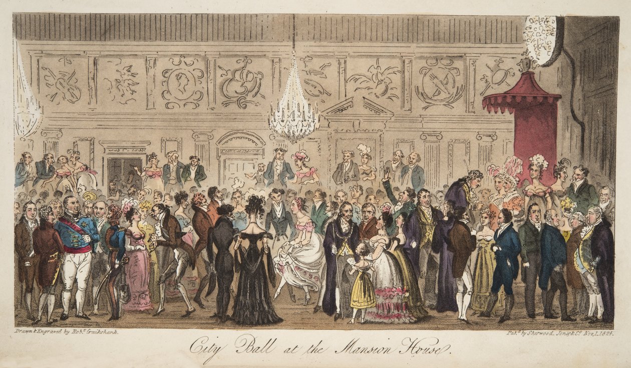 Bal de la ville à Mansion House, de The English Spy, pub. 1824 - Isaac Robert Cruikshank