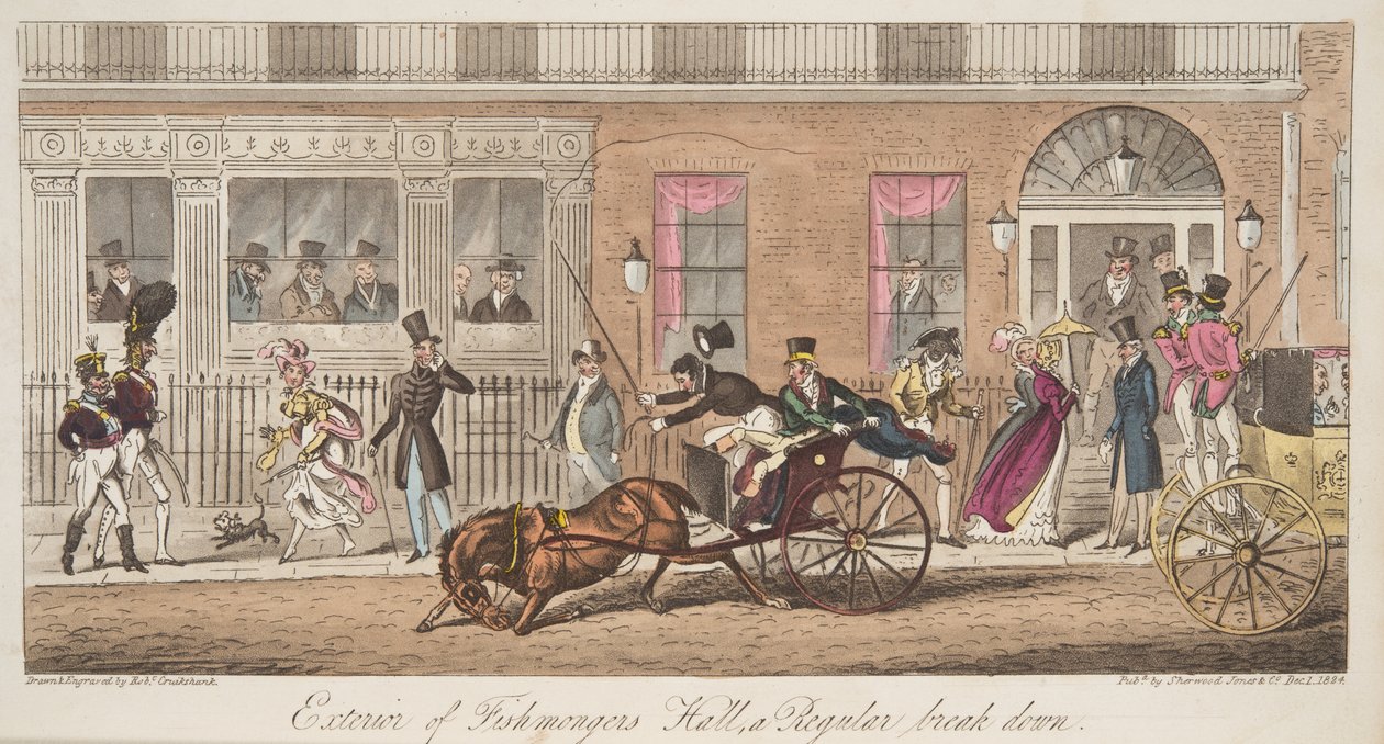 Extérieur de Fishmongers Hall, St James Street, avec une vue d
