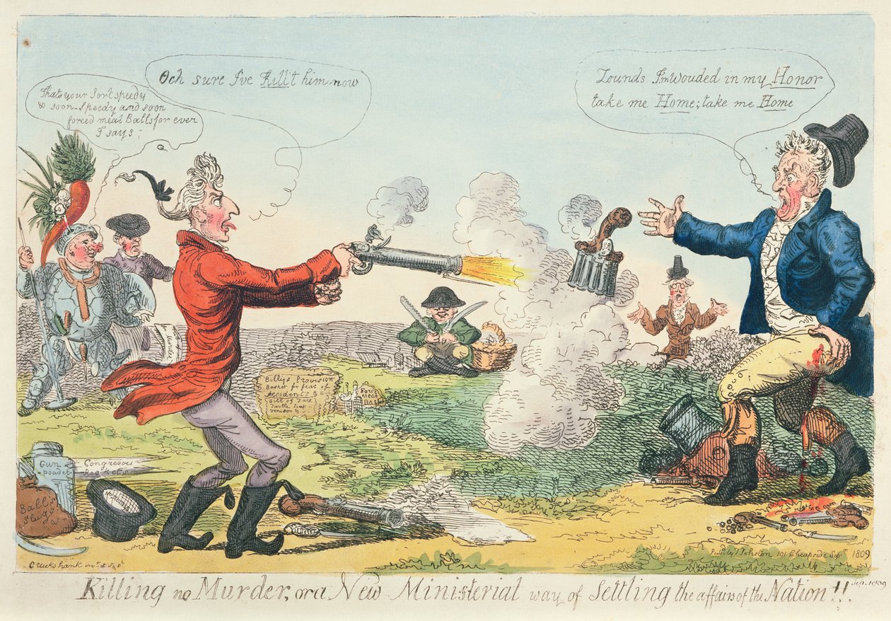 Killing no Murder, ou une nouvelle manière ministérielle de régler les affaires de la Nation!, 1809 - Isaac Robert Cruikshank